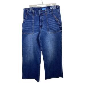 Draper James Wide Leg Jeans Size 14 Womens Deep Front Pockets Preppy Coastal